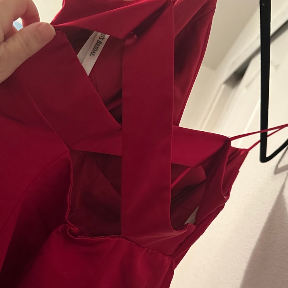 David's Bridal Strapless Scarlet Gown - Picture 9 of 16